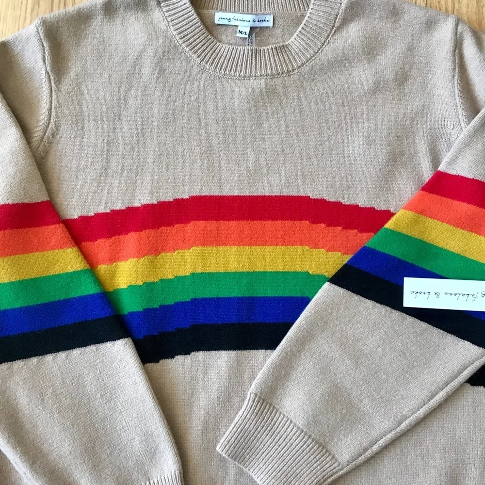 Young Fabulous & Broke Rainbow Sweater Size M/L - Picture 2 of 6